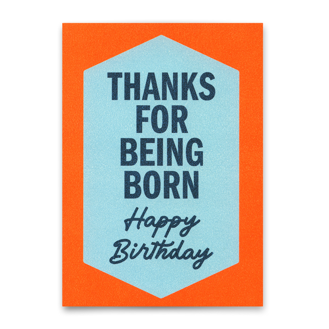 Deli Cards Postkarte "Thanks for being born Retro" | Lustige Karte zum Geburtstag