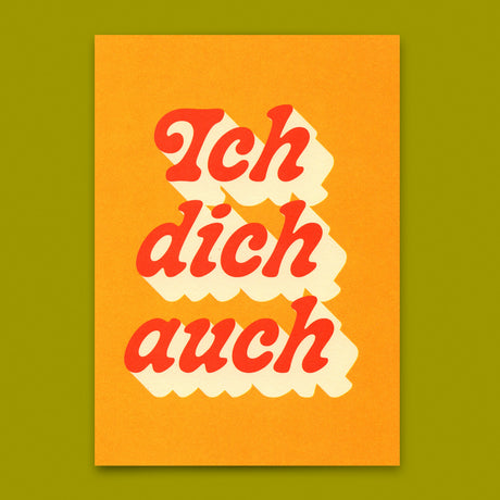 Deli Cards Postkarte "ich dich auch Retro" | Coole Karte für Verliebte