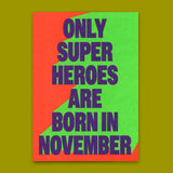 Deli Cards Postkarte "Superheroes November" | Coole Karte zum Geburtstag