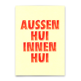 Deli Cards Postkarte "Aussen Hui" | Lustige Karte mit Spruch