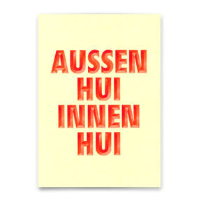 Deli Cards Postkarte "Aussen Hui" | Lustige Karte mit Spruch