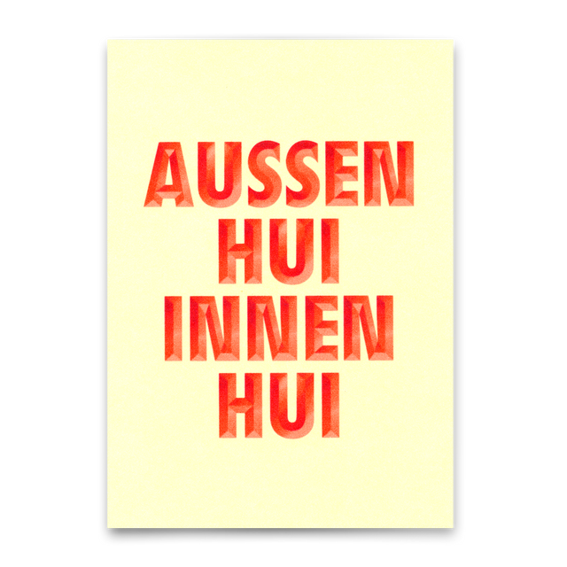 Deli Cards Postkarte "Aussen Hui" | Lustige Karte mit Spruch
