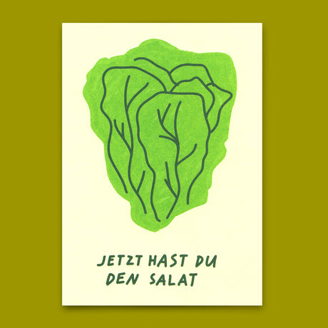 Deli Cards Postkarte "Jetzt hast du den Salat" | Besondere Karte mit Spruch