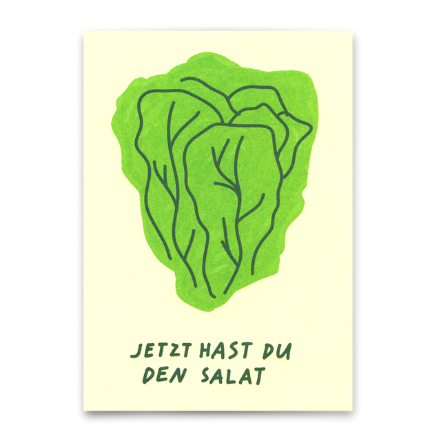 Deli Cards Postkarte "Jetzt hast du den Salat" | Besondere Karte mit Spruch