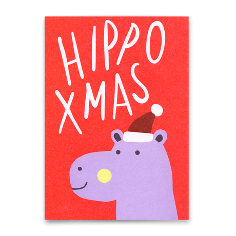 Deli Cards Postkarte "Hippo Xmas" | Ausgefallene Postkarte zu Weihnachten