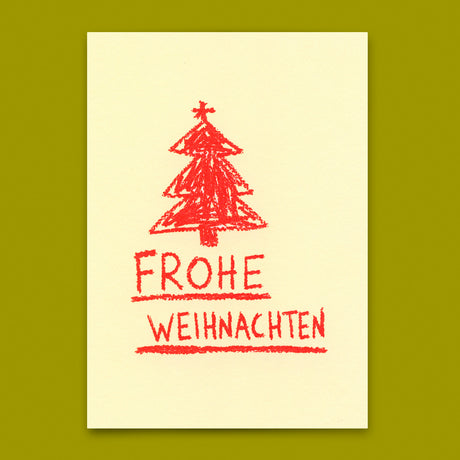 Deli Cards Postkarte "Frohe Weihnachten Wachsmalstift" | Ausgefallene Postkarte zu Weihnachten