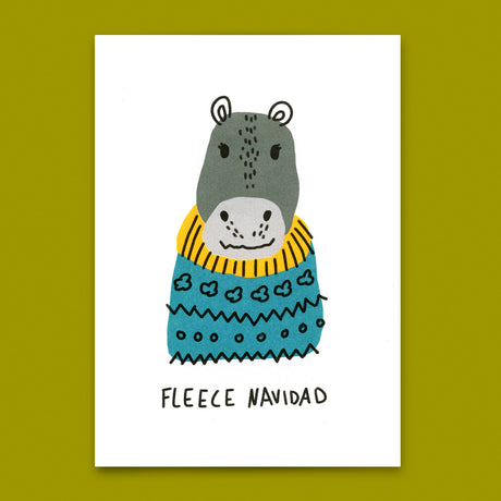 Deli Cards Postkarte "Fleece Navidad" | Lustige Postkarte zu Weihnachten