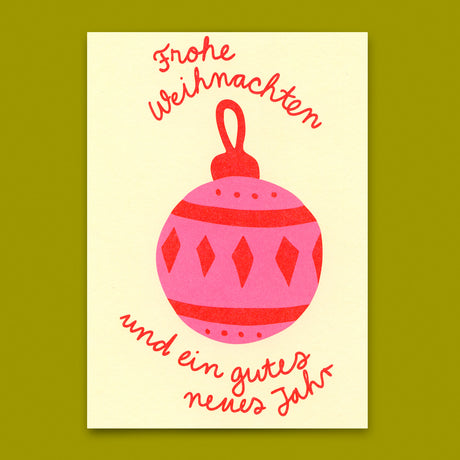 Deli Cards Postkarte "Frohe Weihnachten Kugel" | Schöne Postkarte zu Weihnachten