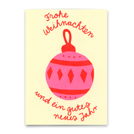 Deli Cards Postkarte "Frohe Weihnachten Kugel" | Schöne Postkarte zu Weihnachten