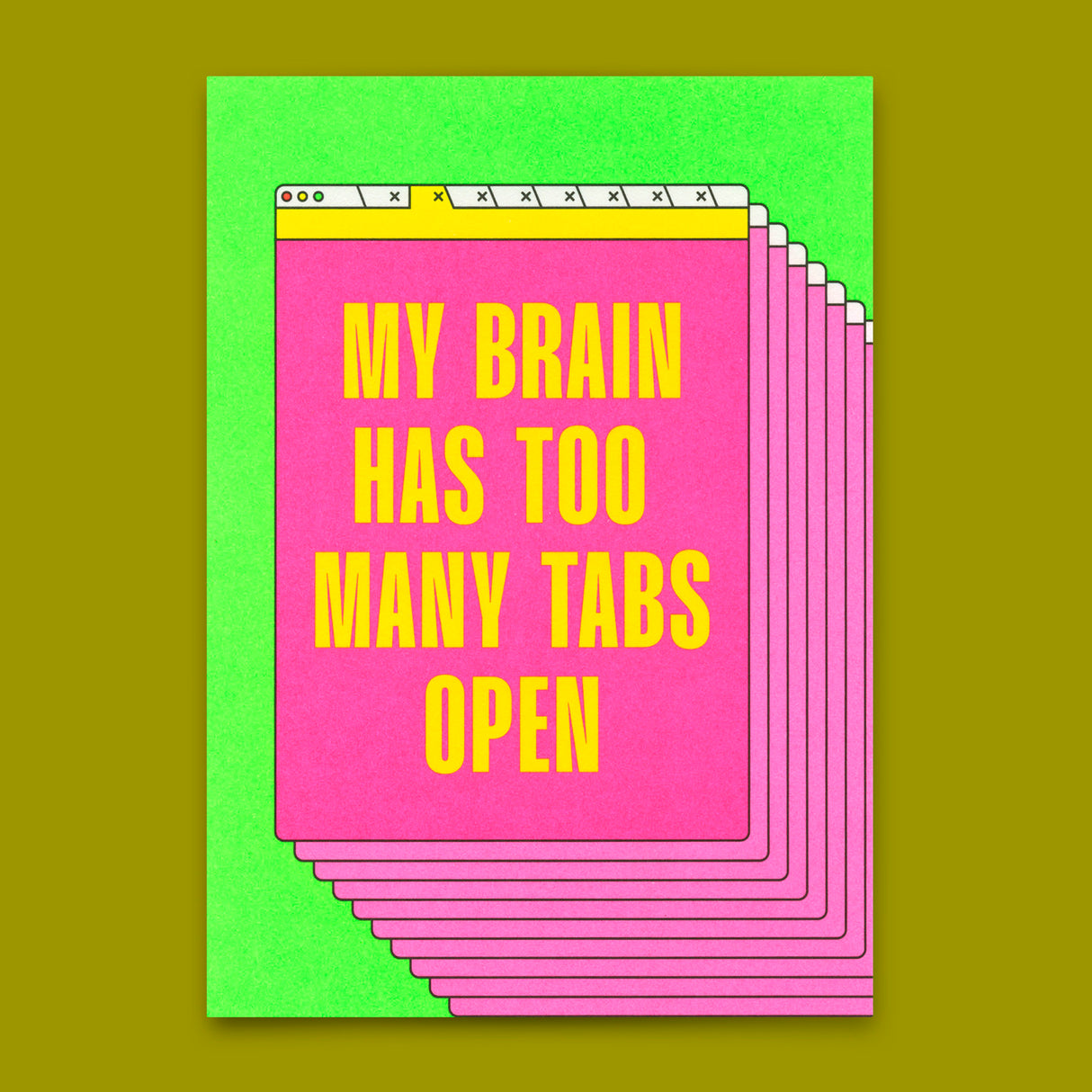 Deli Cards Postkarte "Too many Tabs open" | Lustige Karte mit Spruch