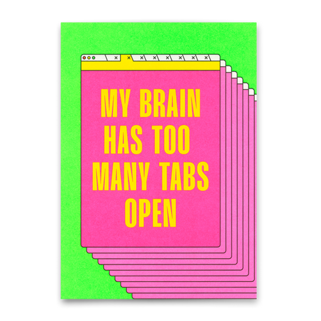 Deli Cards Postkarte "Too many Tabs open" | Lustige Karte mit Spruch