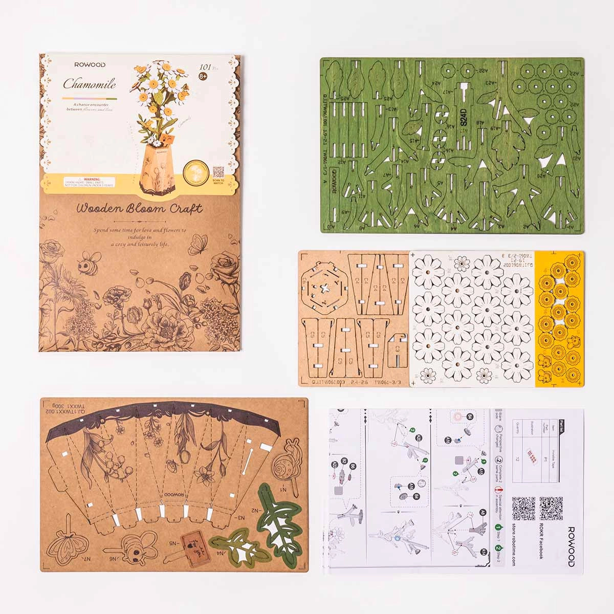Rolife DIY-Blume „Chamomile“ | Verspielte Holzblume | Rolife