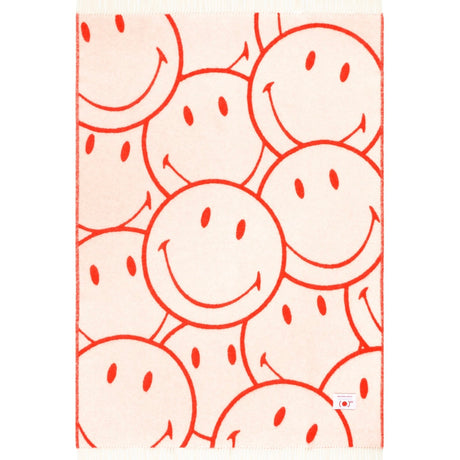 Maison Deux Decke “Smiley x Maison Deux” Weiß-Rot | 100% Wolle | Maison Deux