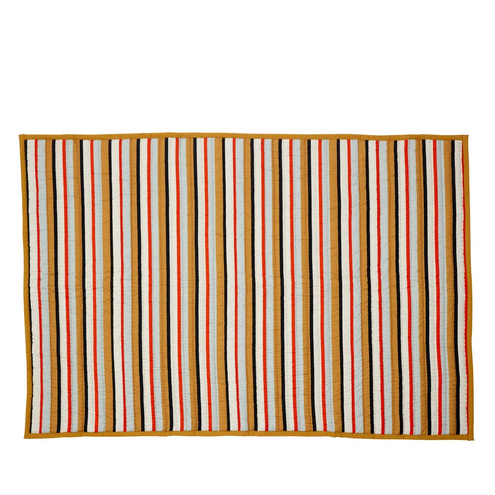 Hübsch Decke/Überwurf „Pavillon Streifen Ocker Multifarben“ | 140 × 200 cm | Hübsch