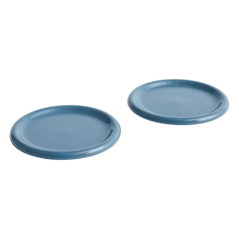 HAY Teller „Barro Plate Dark Blue 24 cm“ | 2er-Set für jeden Tisch | HAY