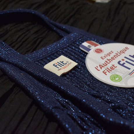 FILT1860 Einkaufsnetz “Filt 220” Dunkelblau Glitter | Nachhaltige Netztasche | FILT1860