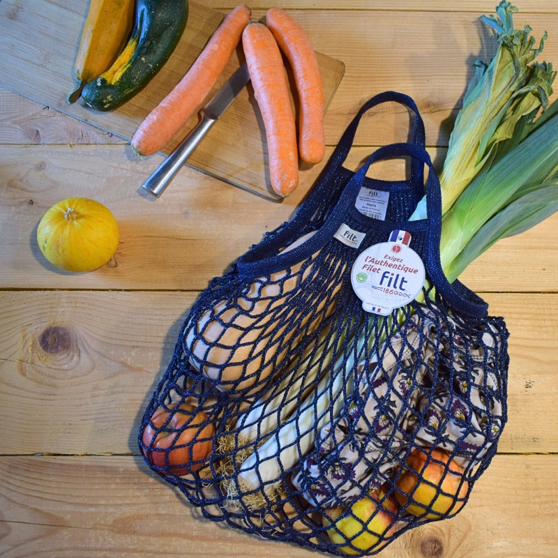 FILT1860 Einkaufsnetz “Filt 220” Dunkelblau Glitter | Nachhaltige Netztasche | FILT1860