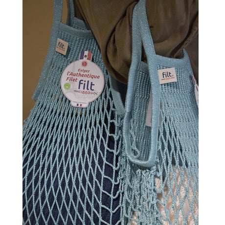 FILT1860 Einkaufsnetz “Filt 220” Hellblau Glitter | Nachhaltige Netztasche | FILT1860