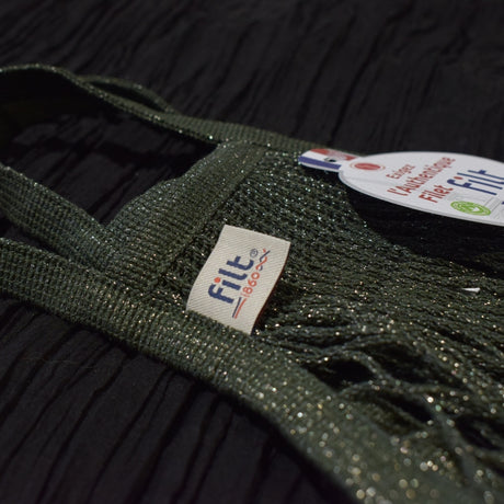 FILT1860 Einkaufsnetz “Filt 220” Khaki Glitter | Nachhaltige Netztasche | FILT1860