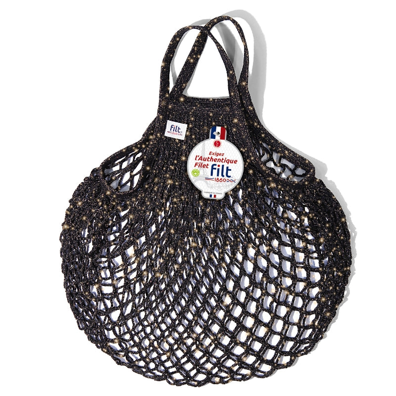 FILT1860 Einkaufsnetz “Filt 220” Schwarz Glitter | Nachhaltige Netztasche | FILT1860