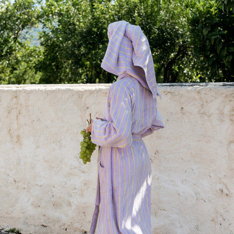BONGUSTA Bademantel “Naram Lilac & Neon Yellow” L/XL | BONGUSTA