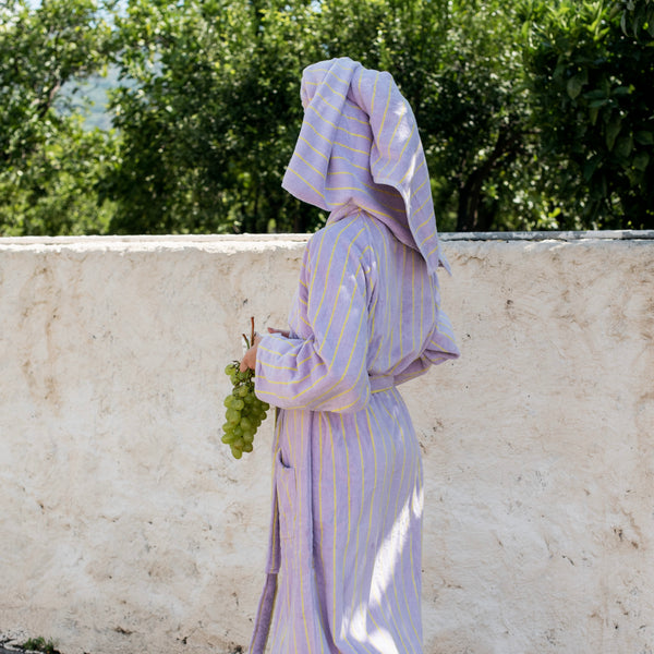 BONGUSTA Bademantel “Naram Lilac & Neon Yellow” L/XL | BONGUSTA