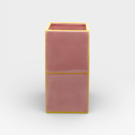 Table Machine Vase “Double Tile” Pink & Yellow | Modernes Statement | Table Machine