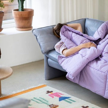 BONGUSTA Decke „Puffy Blanket Lavender“ | Weiche Steppdecke | Bongusta