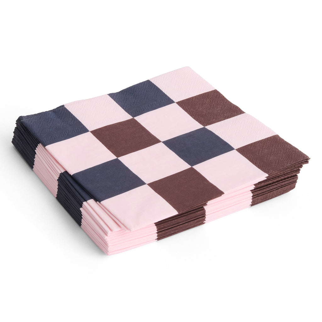HAY Servietten „Light Pink, Bordeaux & Black M Check“ | Set mit 20 Stück | HAY
