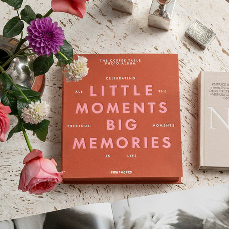 PRINTWORKS Fotoalbum “Little Moments Big Memories” Orange | Für große Augenblicke | PRINTWORKS