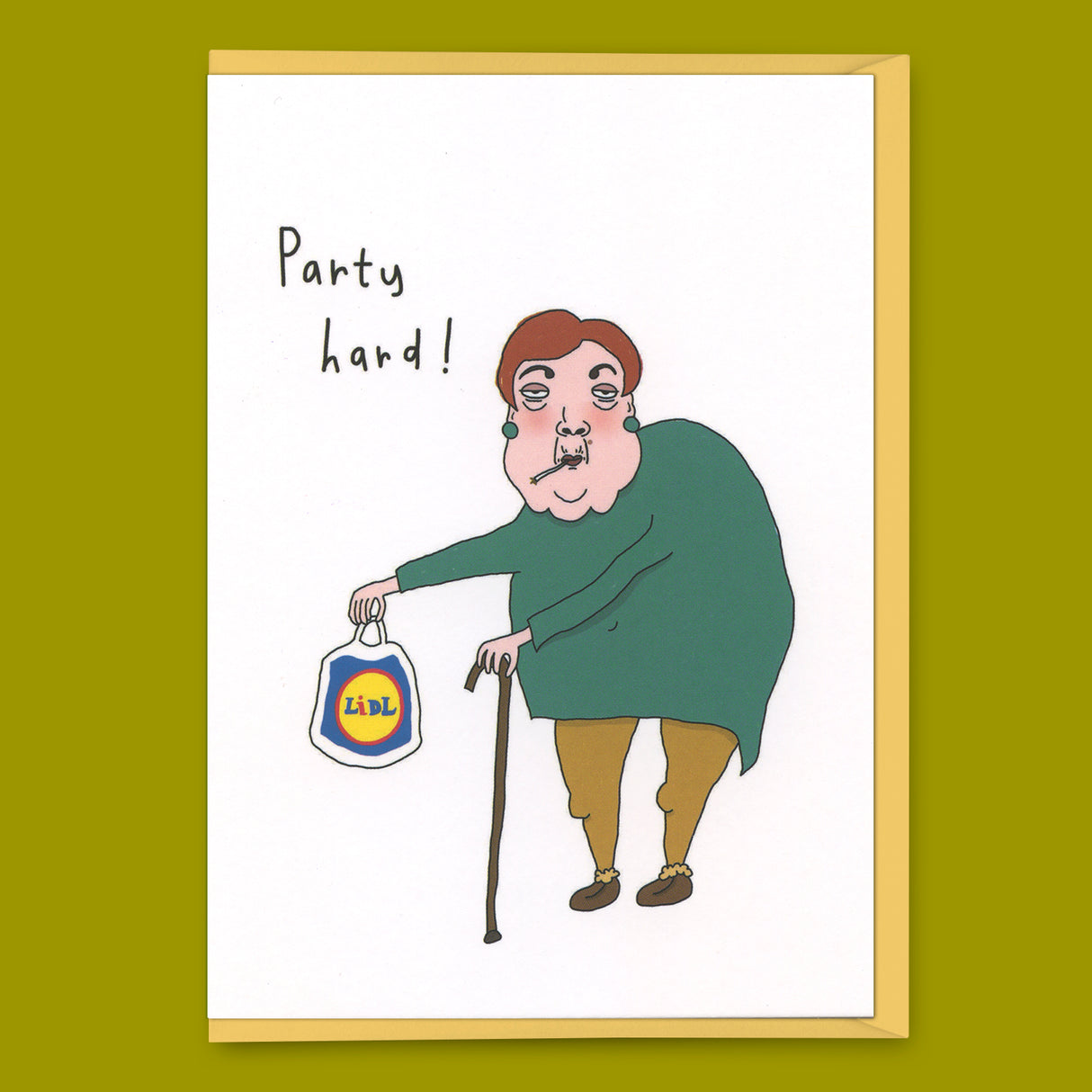 Eat Mielies Weird Illustration Grußkarte "Party Hard" | Lustige Klappkarte | Eat Mielies