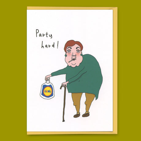 Eat Mielies Weird Illustration Grußkarte "Party Hard" | Lustige Klappkarte | Eat Mielies