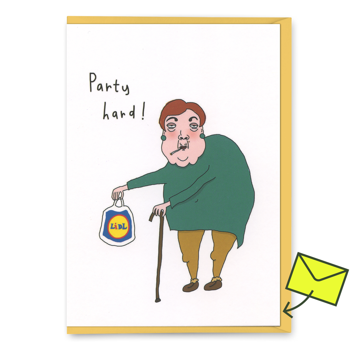 Eat Mielies Weird Illustration Grußkarte "Party Hard" | Lustige Klappkarte | Eat Mielies