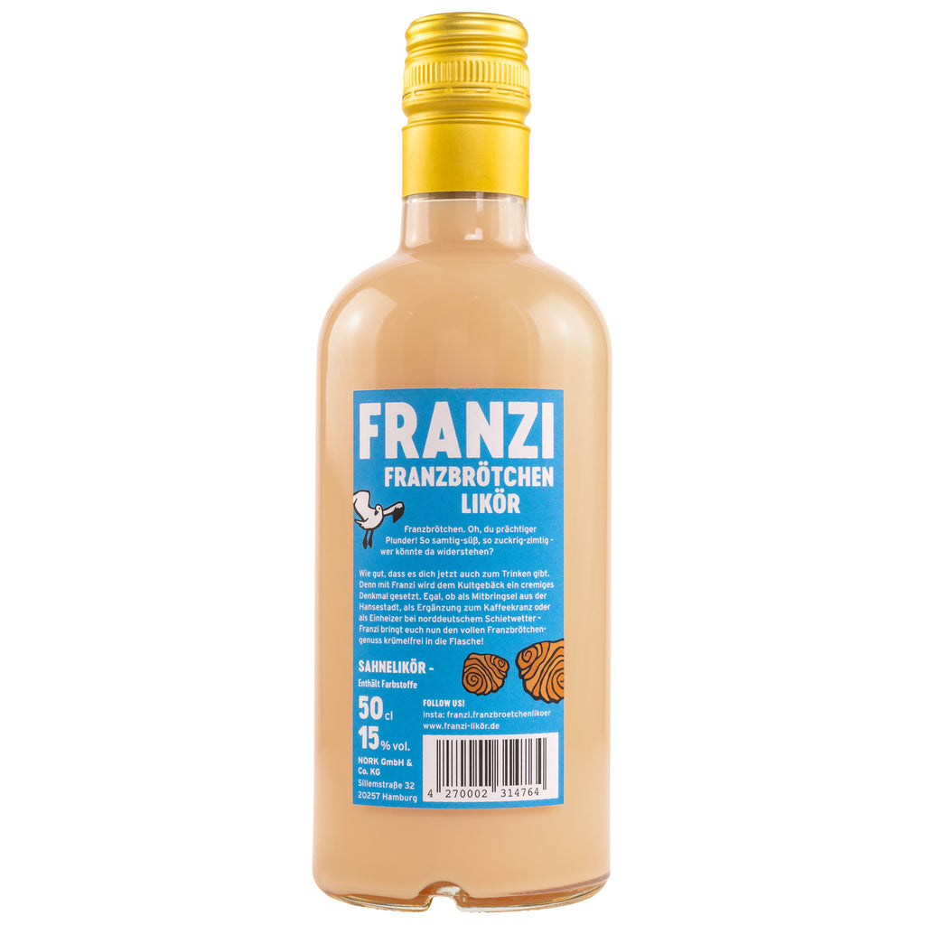 FRANZI Likör FRANZI Franzbrötchenlikör | zimtiger Likör aus Hamburg (500 ml, 15% Vol.)