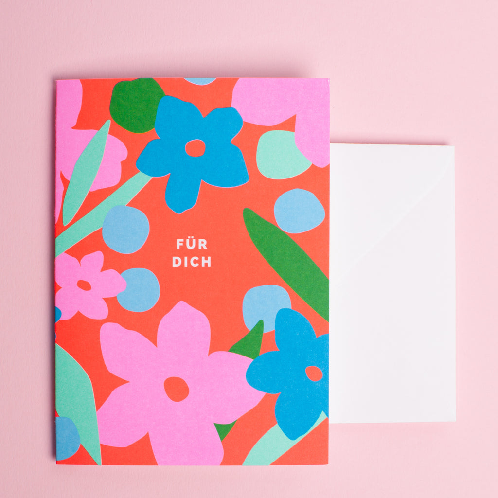 Edition SCHEE Grußkarte "Für Dich (Blumen)" | Din-A6 Klappkarte mit Umschlag