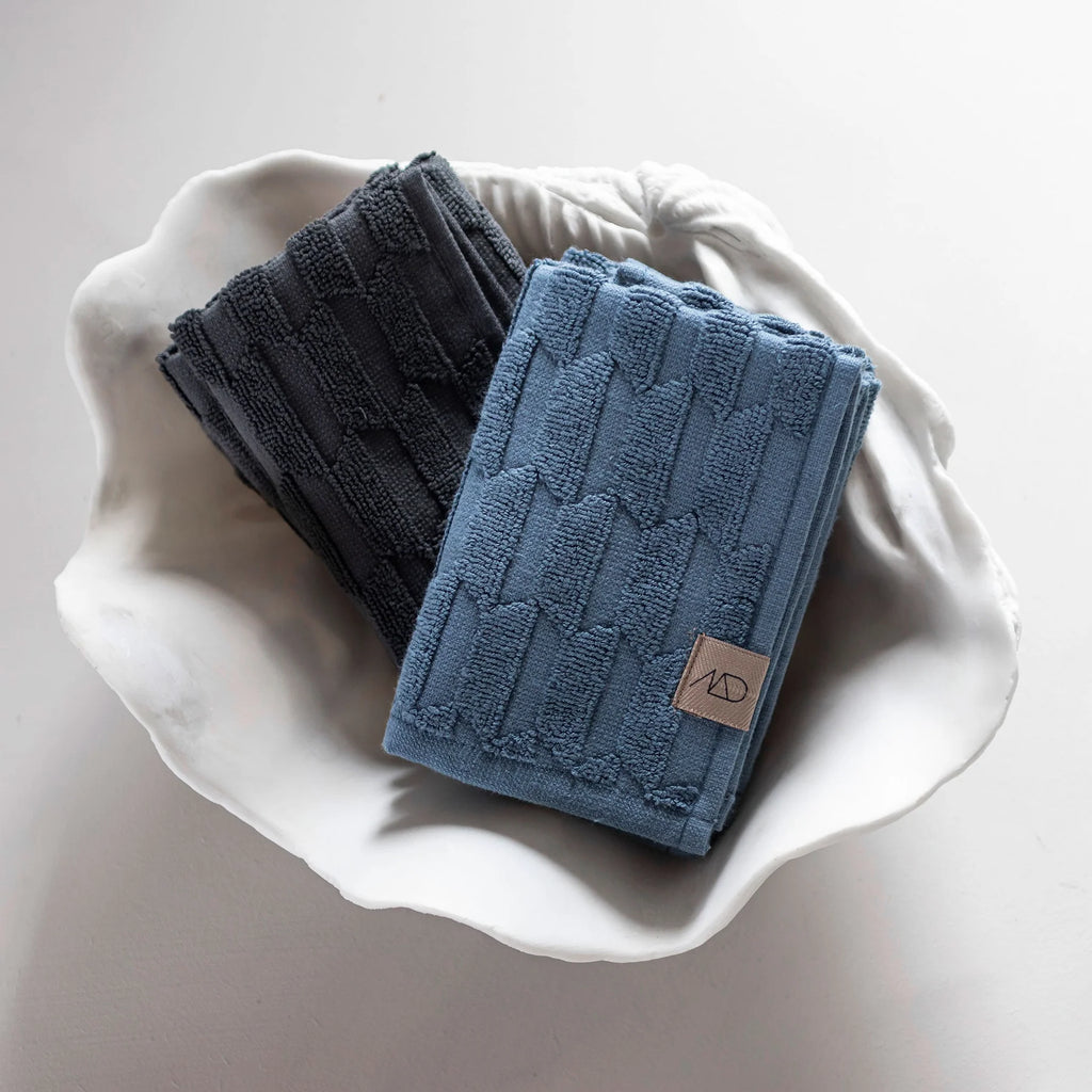 Mette Ditmer Denmark Gästehandtuch Mette Ditmer Denmark “Geo Slate blue S” | 3er Pack Baumwolle