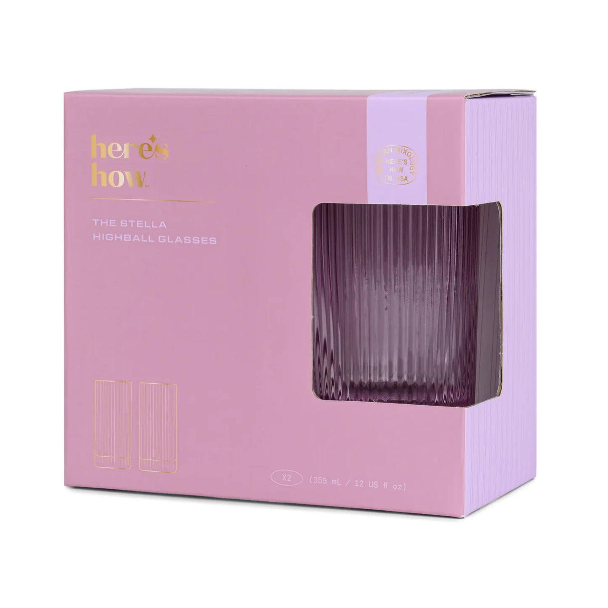 Here's How Gläser-Set „Highball Lilac“ (2 Stk.) | Schlanke Silhouette | Here’s How