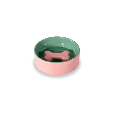 WD Lifestyle Anti-Schling-Napf “Bone Bowl” Green & Pink 12 cm | Für Hunde | WD Lifestyle