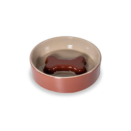 WD Lifestyle Anti-Schling-Napf “Bone Bowl” Brown & Beige 16 cm | Für Hunde | WD Lifestyle
