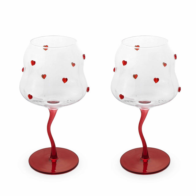 WD Lifestyle Gläser “Red Hearts” 2 Stk. | Herz Design | WD Lifestyle