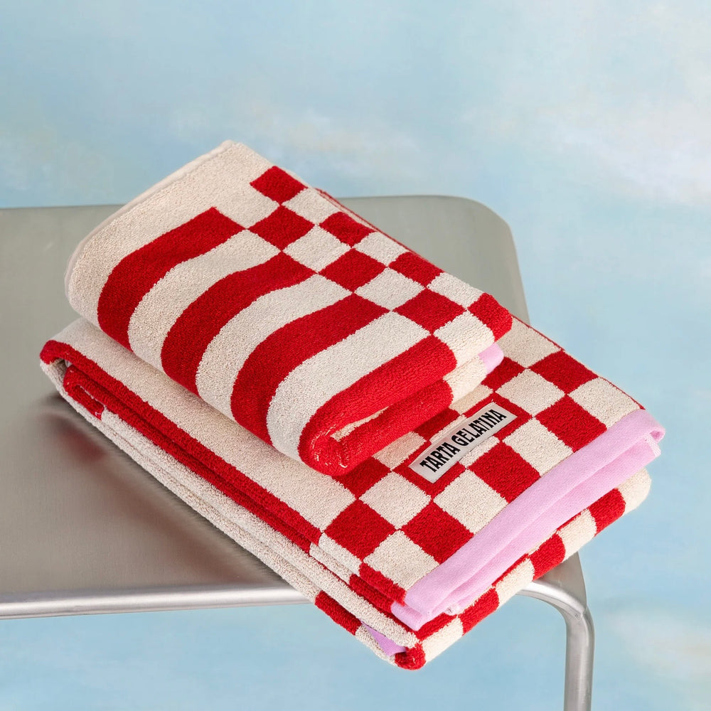 Tarta Gelatina Handtuch “Clubhouse Rot” 50 × 70 cm | Weiche Bio-Baumwolle | Tarta Gelatina