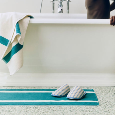 HAY Hausschuhe „Waffle Slippers Stripe Dusty Blue“ | Soft Comfort | HAY