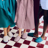 HAY Hausschuhe „Waffle Slippers Stripe Dusty Blue“ | Soft Comfort | HAY