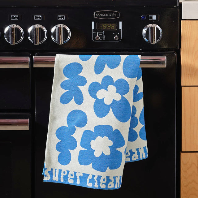 WRAP Küchentuch „Super Clean Flowers Blue/Natural“ | Baumwolltuch | WRAP