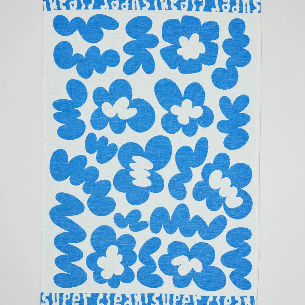WRAP Küchentuch „Super Clean Flowers Blue/Natural“ | Baumwolltuch | WRAP