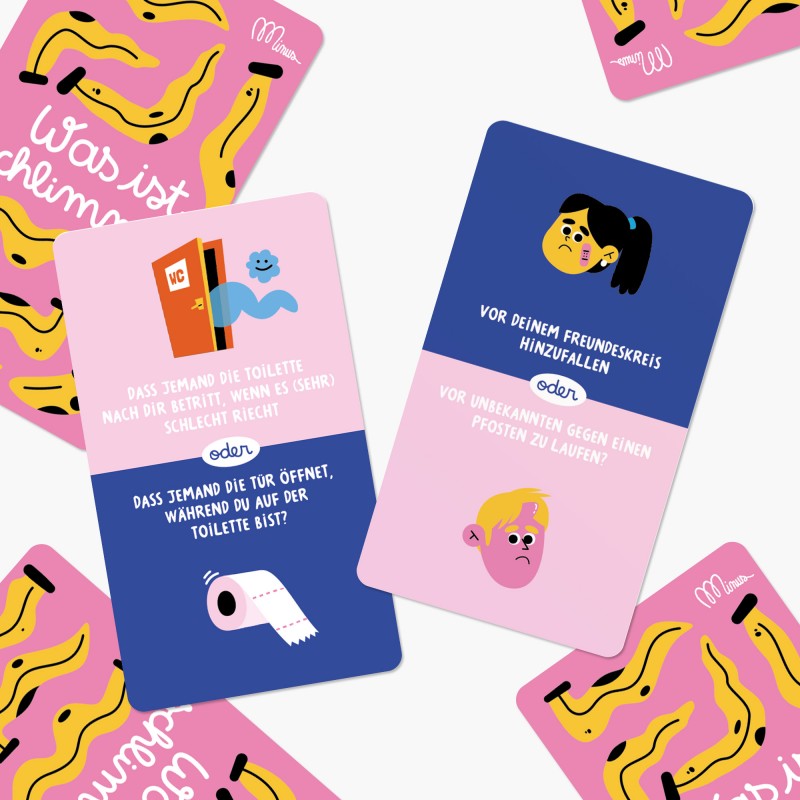 MINUS Kartenspiel Minus "Was ist schlimmer?" | Entscheidungsfragen, Partyspiel