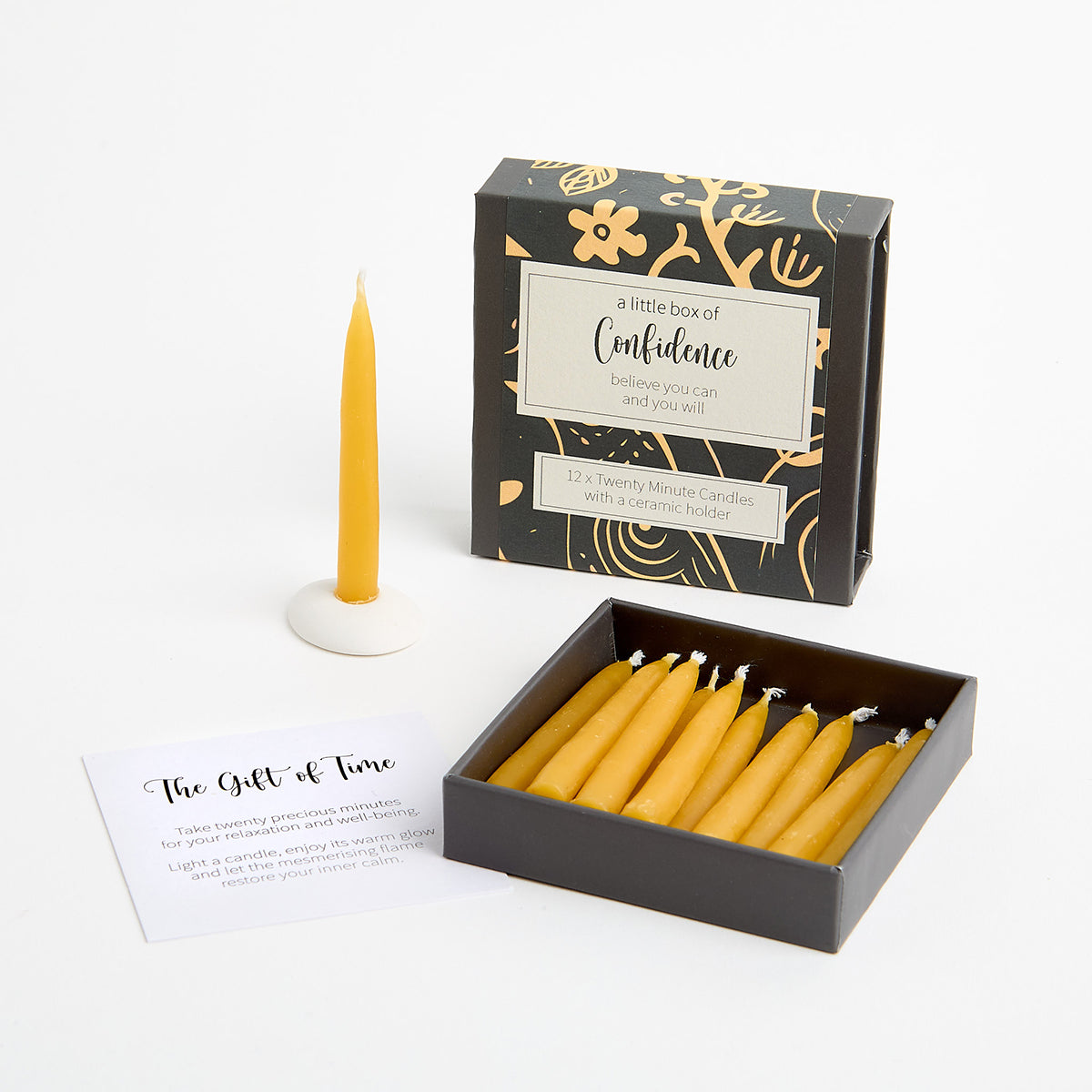 Cotton & Grey Kerzen “Twenty Minute Candles Confidence” | 12 Ritualkerzen mit Halter | Cotton & Grey