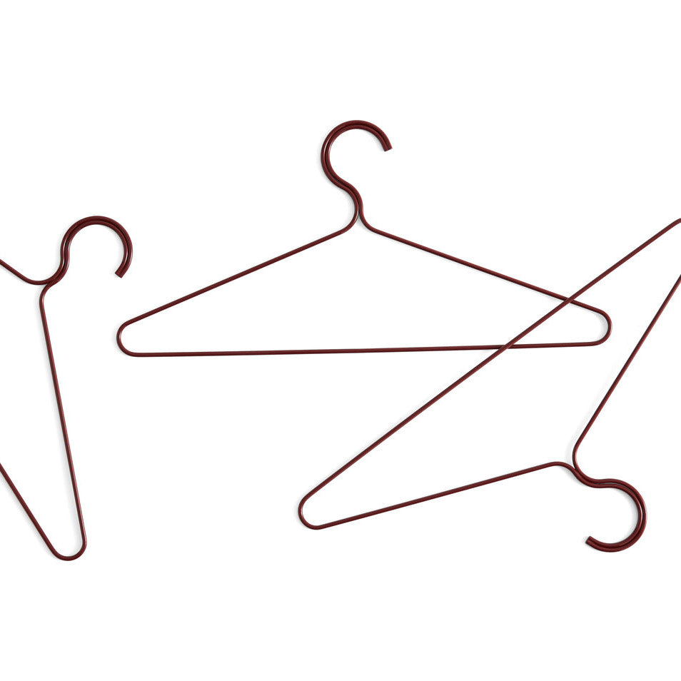 HAY Kleiderbügel „Colour Hanger Maroon Red“ 3er Set | Edel & modern | HAY