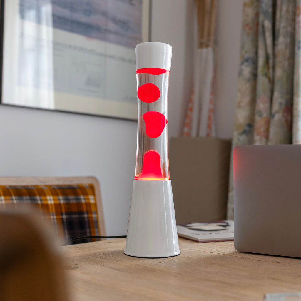 Fisura Lava Lampe Fisura "Tower" | White & Red | Beruhigend & Kultig