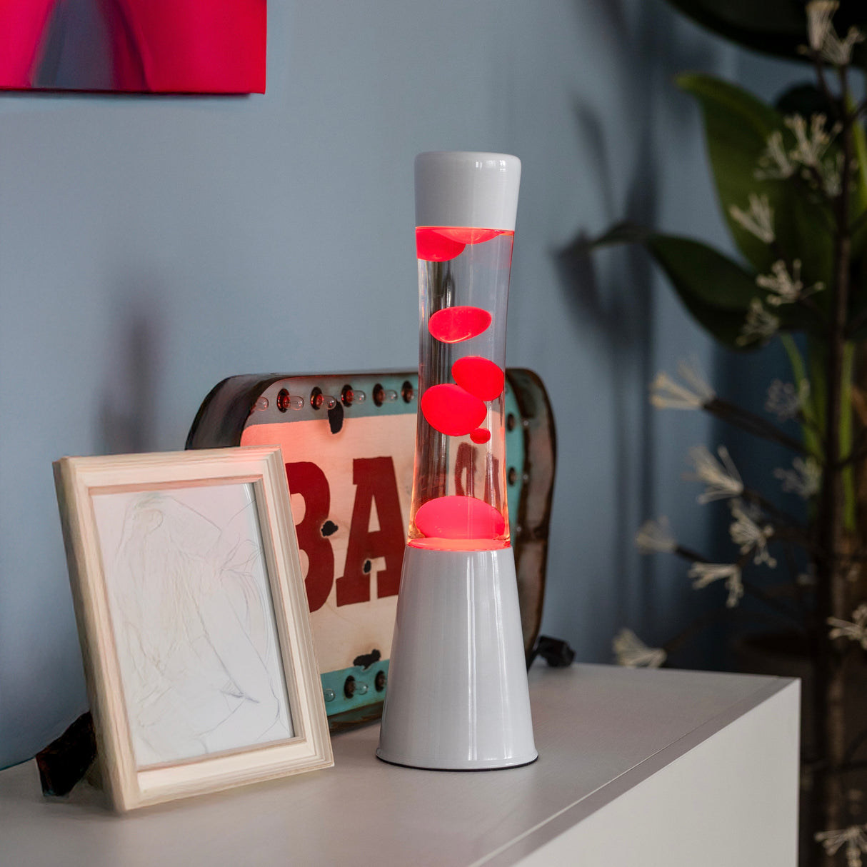 Fisura Lava Lampe Fisura "Tower" | White & Red | Beruhigend & Kultig